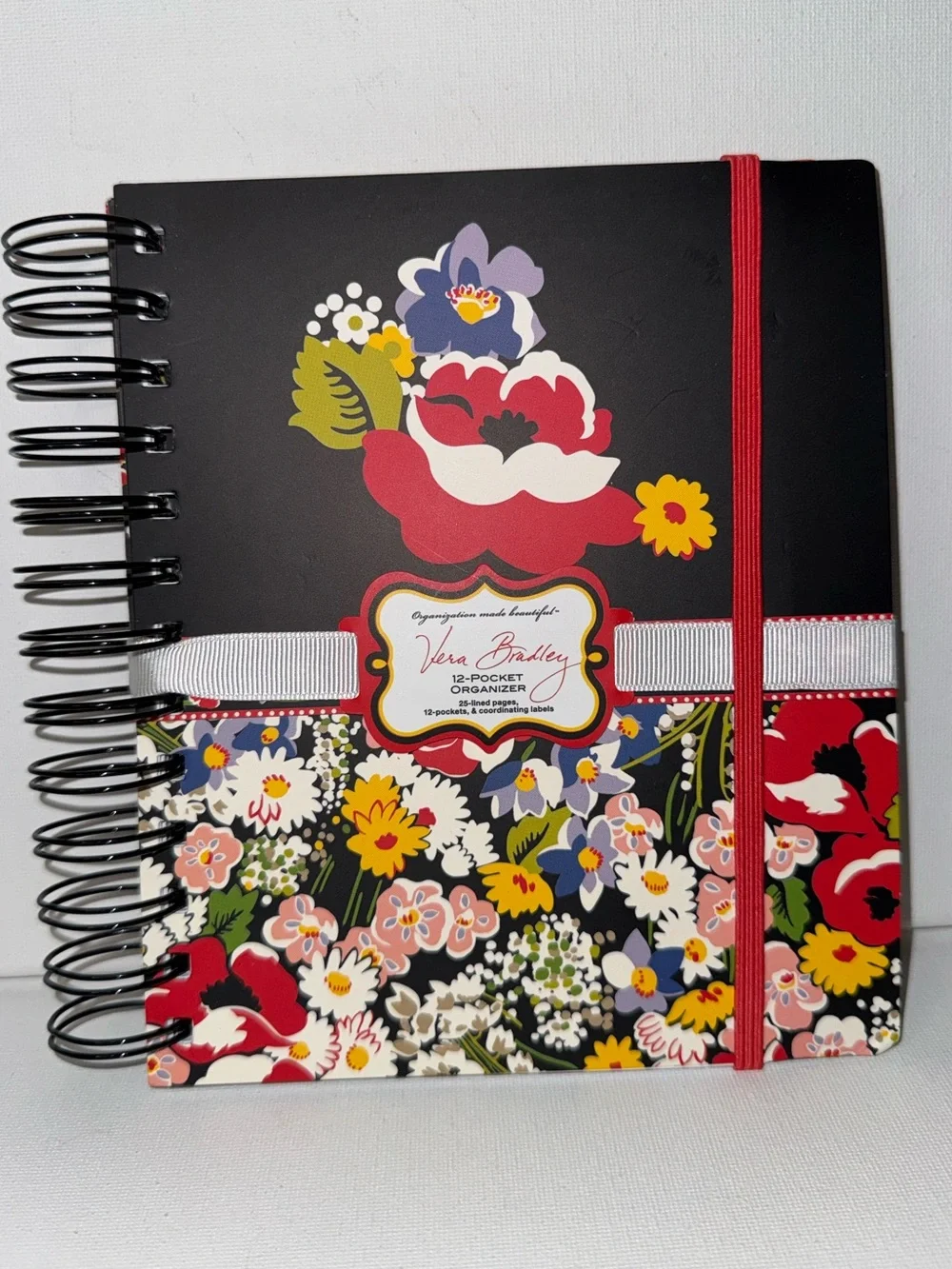 Vera Bradley 12-Pocket Organizer Hardcover Journal Poppy Fields Retired